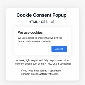 Cookie Consent Popup (HTML + CSS + JS)